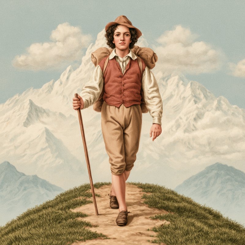 un marcheur passe un col entre deux montagnes